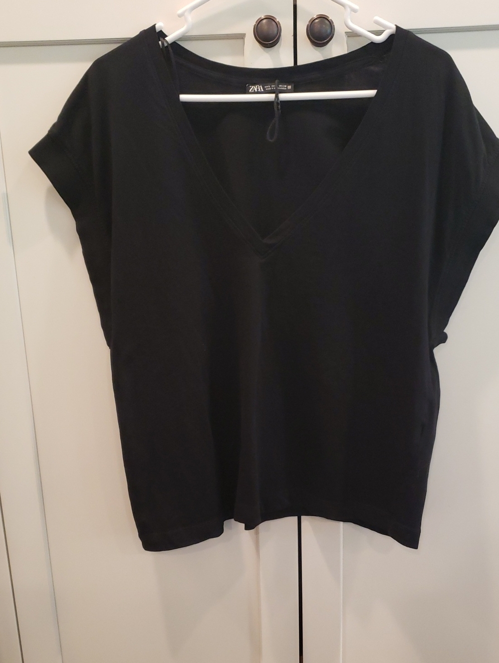 Zara Black V-Neck Short Sleeve Top